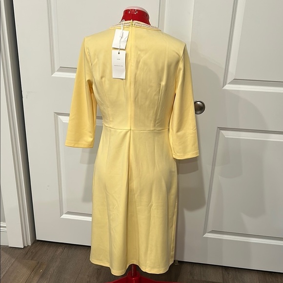 NWT Hobemty Pale Yellow 3/4 Sleeve Women’s Dress Country Club Easter Size Medium - Picture 5 of 8